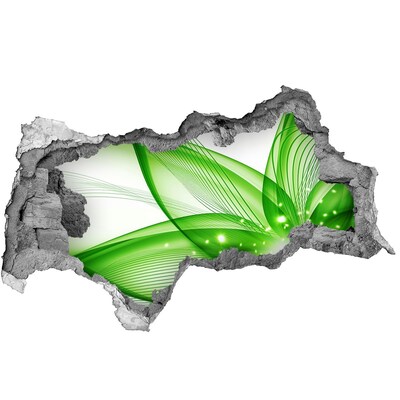 Sticker mural effet trou 3d Vague de lumière verte