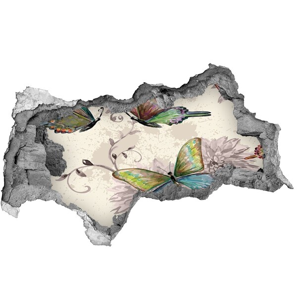 Autocollant mural trou Des papillons dans un mur en ruine