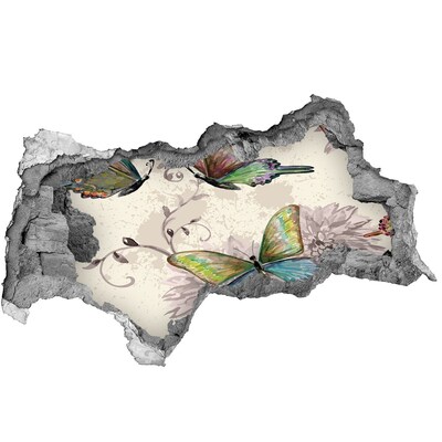 Autocollant mural trou Des papillons dans un mur en ruine