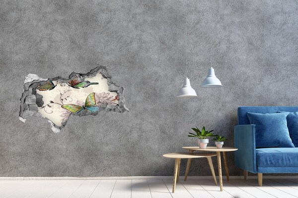 Autocollant mural trou Des papillons dans un mur en ruine