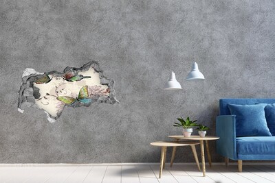 Autocollant mural trou Des papillons dans un mur en ruine