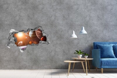 Sticker mural effet trou 3d Aventure spatiale