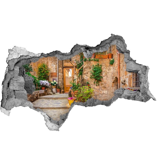 Sticker mural effet trou 3d Une charmante ville d'Italie