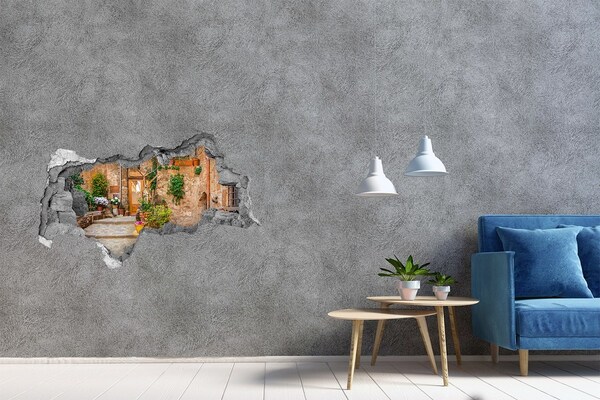 Sticker mural effet trou 3d Une charmante ville d'Italie