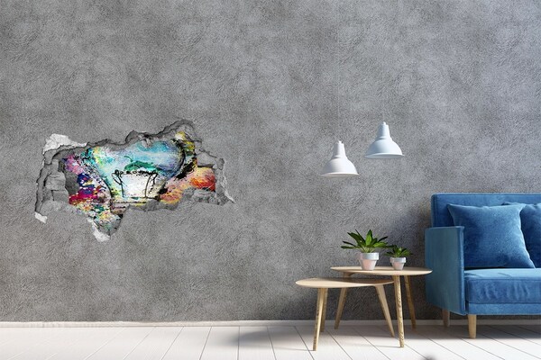 Sticker trou dans le mur Un mur abîmé avec une lampe