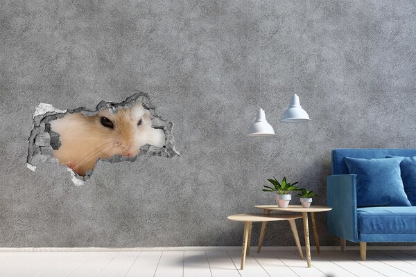 Autocollant mural trou Hamster dans un trou dans le mur