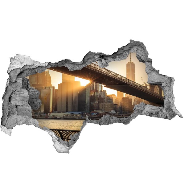 Autocollant à effet 3d trou Pont au coucher du soleil