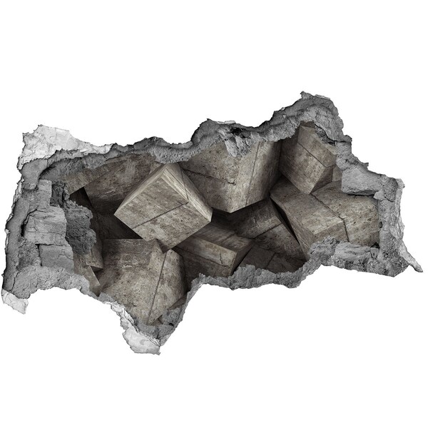 Sticker mural effet trou 3d Un mur endommagé donnant sur un espace en béton