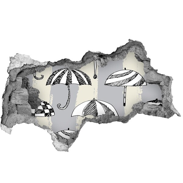Sticker mural effet trou 3d De charmants parasols sur la plage