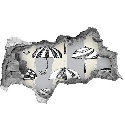 Sticker mural effet trou 3d De charmants parasols sur la plage