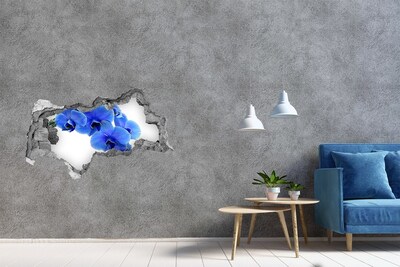 Autocollant à effet 3d trou Des orchidées dans un trou dans le mur