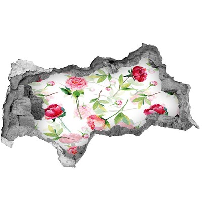 Autocollant à effet 3d trou Pivoines roses béton