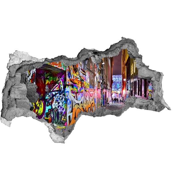 Sticker mural effet trou 3d Une rue pleine de graffitis