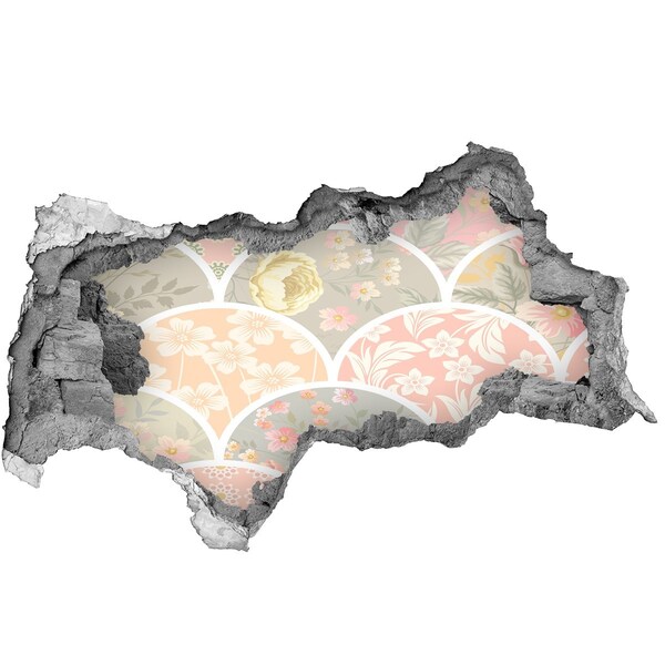 Autocollant mural trou Motif floral derrière un mur endommagé