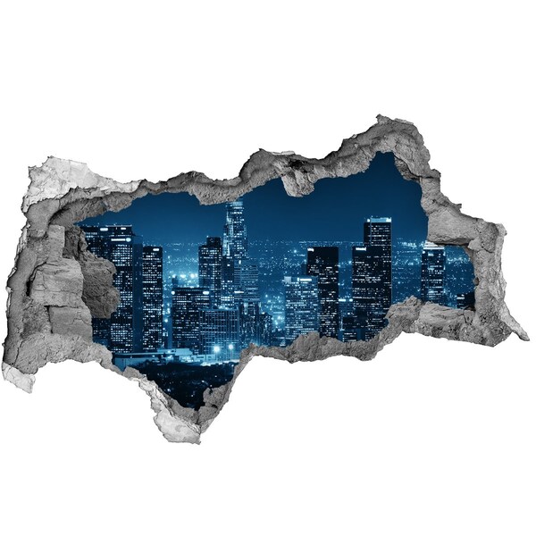 Sticker mural effet trou 3d Vue nocturne de Los Angeles