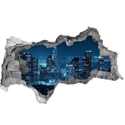 Sticker mural effet trou 3d Vue nocturne de Los Angeles