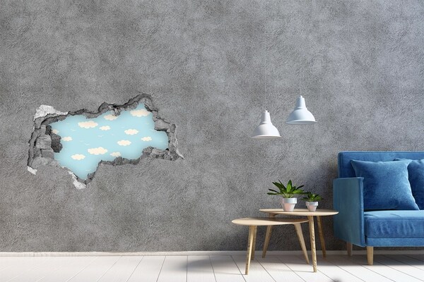 Sticker mural effet trou 3d Ciel bleu avec des nuages