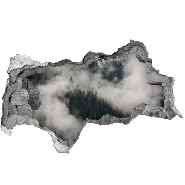 Autocollant à effet 3d trou Vallée verte dans les nuages