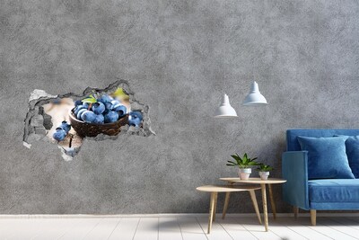 Autocollant mural trou Baies dans un bol en bois