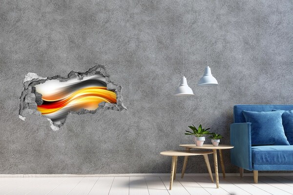 Sticker mural effet trou 3d Une explosion de couleurs dans le béton