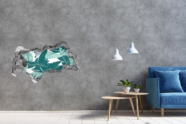 Autocollant mural trou Une oasis tropicale dans un mur en ruine