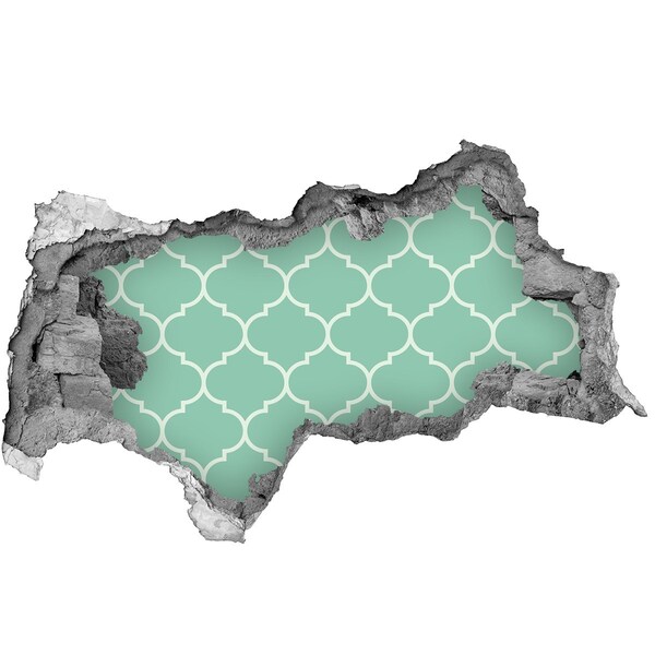 Sticker mural effet trou 3d Mosaïque verte sur fond de mur endommagé