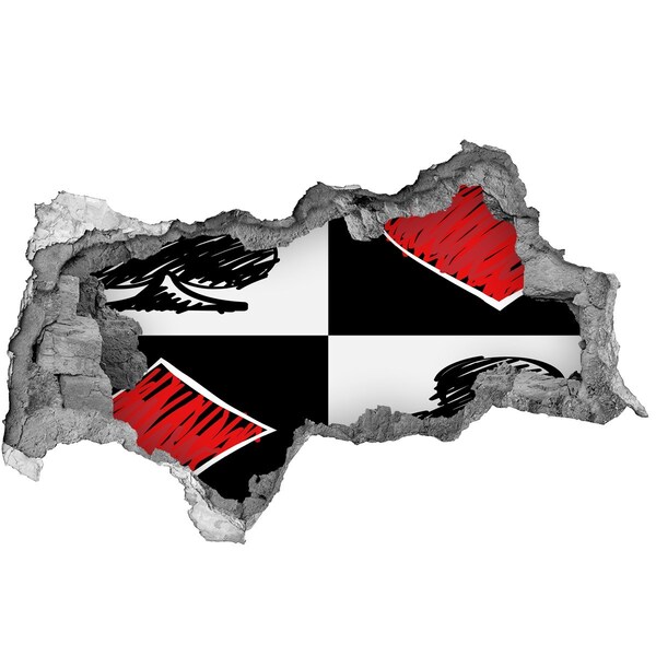 Autocollant à effet 3d trou Mur délabré avec des accents rouges