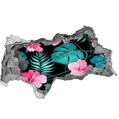 Sticker trou dans le mur jardin tropical caché