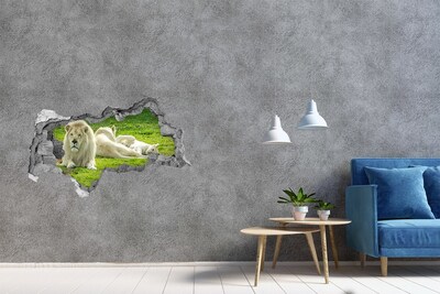 Sticker trou dans le mur Lion blanc dans son habitat naturel