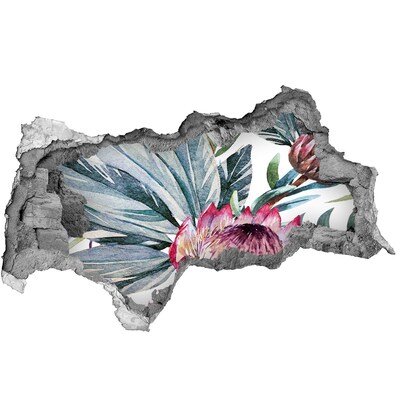 Sticker trou dans le mur Un paradis de fleurs parmi les feuilles