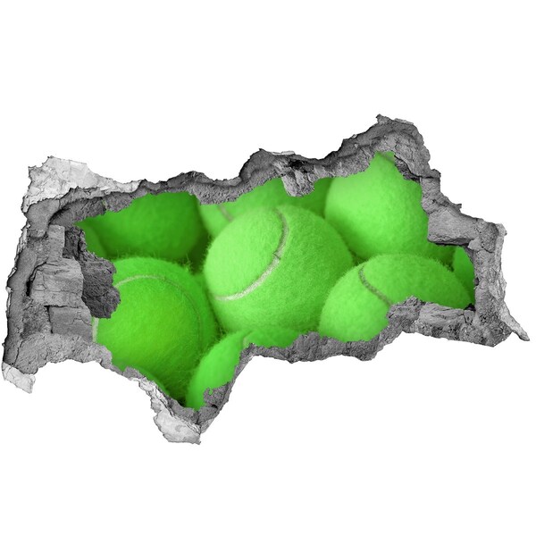 Autocollant à effet 3d trou Des balles de tennis vertes derrière le mur