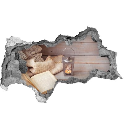 Sticker mural effet trou 3d Un coin douillet avec une lanterne