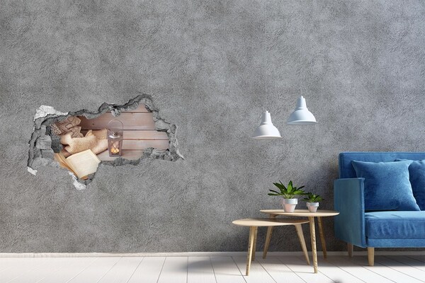 Sticker mural effet trou 3d Un coin douillet avec une lanterne