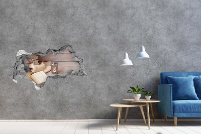 Sticker mural effet trou 3d Un coin douillet avec une lanterne