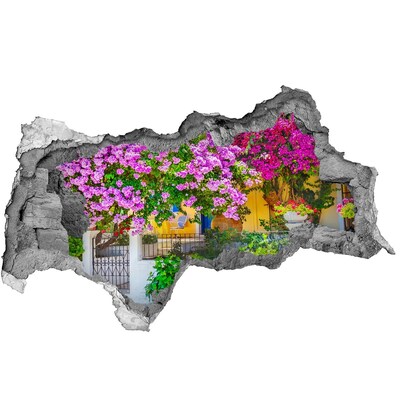 Autocollant à effet 3d trou Un paradis floral derrière les murs