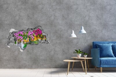 Autocollant à effet 3d trou Un paradis floral derrière les murs