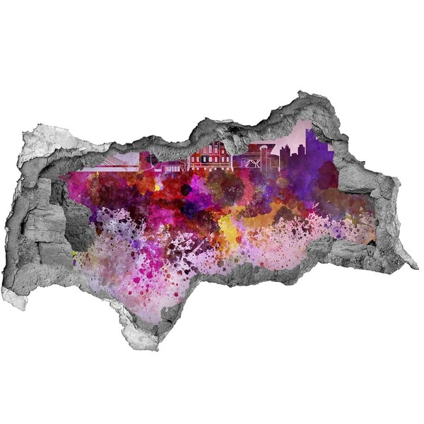 Sticker trou dans le mur Vue colorée de la ville