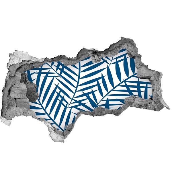 Sticker mural effet trou 3d Des feuilles tropicales dans un trou dans le mur