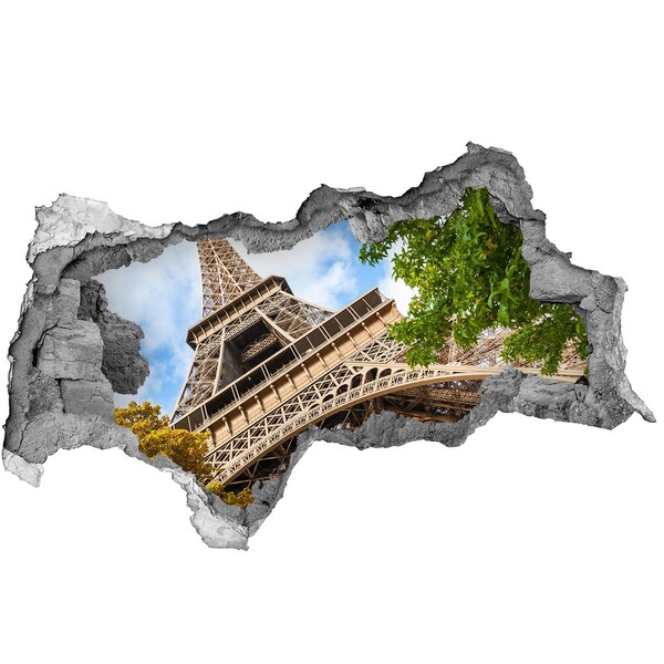 Autocollant à effet 3d trou La tour Eiffel à Paris