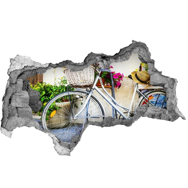 Sticker trou dans le mur Un vélo dans un cadre floral