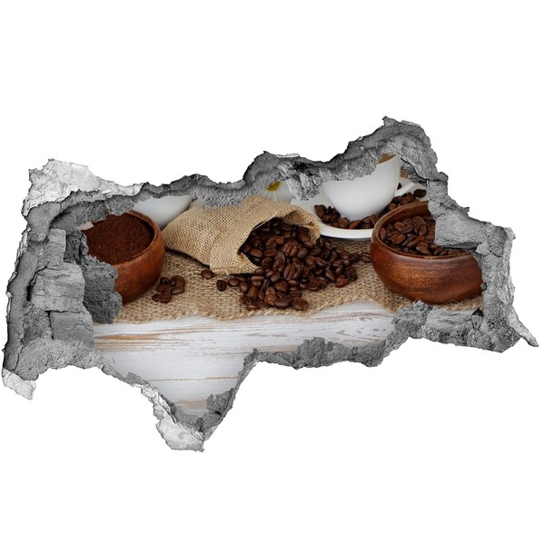 Sticker mural effet trou 3d Café dans un cadre naturel