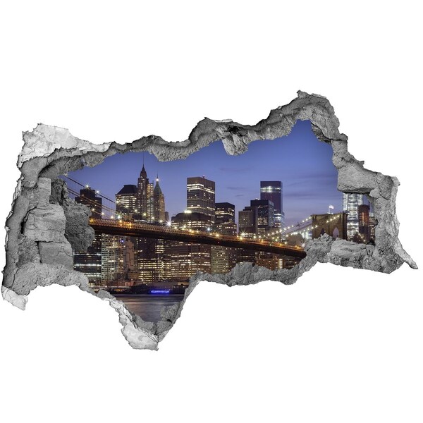 Sticker mural effet trou 3d Vue sur la skyline de New York