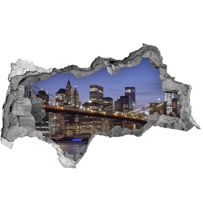 Sticker mural effet trou 3d Vue sur la skyline de New York