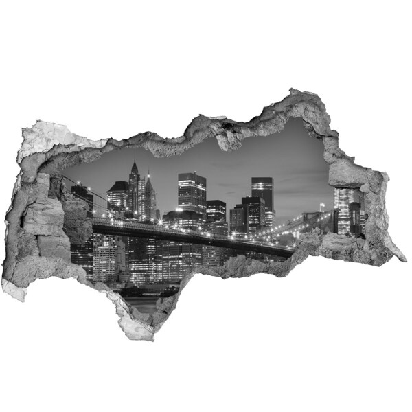 Sticker mural effet trou 3d La silhouette de New York la nuit