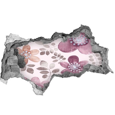 Sticker trou dans le mur Motif floral sur fond rose