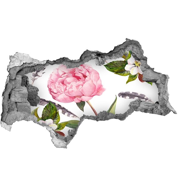 Autocollant mural trou Fresque florale à travers un trou dans le mur