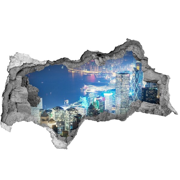 Sticker trou dans le mur Vue de la ville la nuit