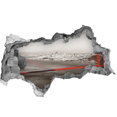 Sticker mural effet trou 3d Vue de San Francisco avec le Golden Gate Bridge