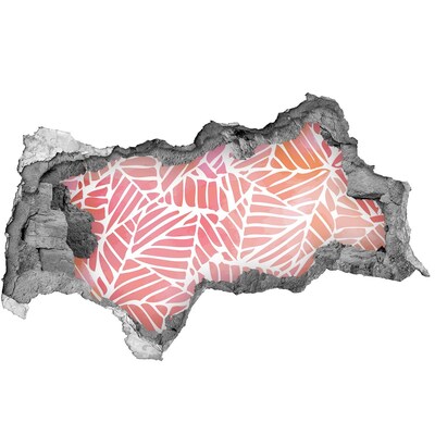 Sticker mural effet trou 3d Motif de feuilles tropicales