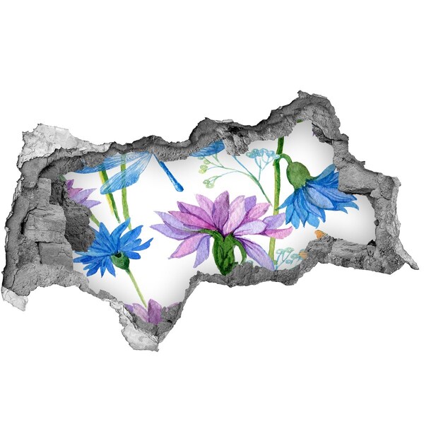 Autocollant à effet 3d trou Peinture murale florale Hole in the Wall